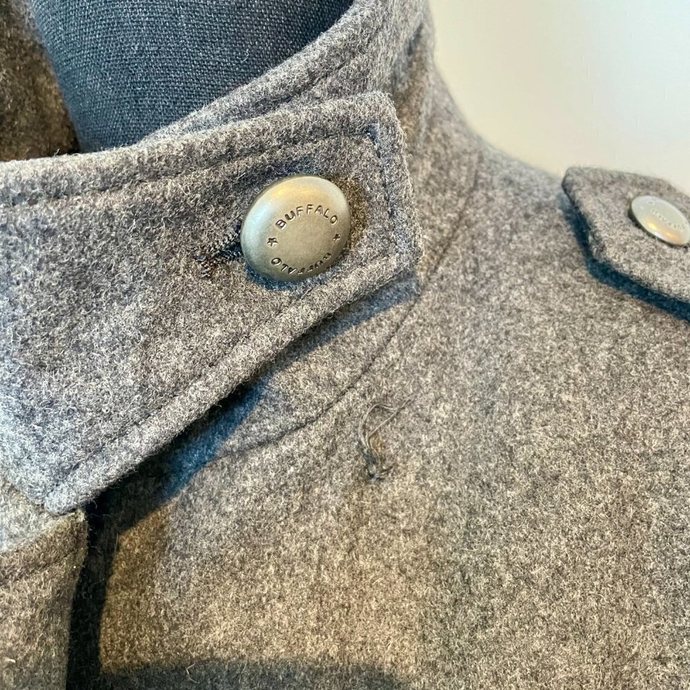 Buffalo David Bitton Military style Grey Peacoat Size M - Picture 3 of 11